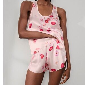 Lunya Washable Silk Tulip Floral Back Set in California Poppy New with Tags!